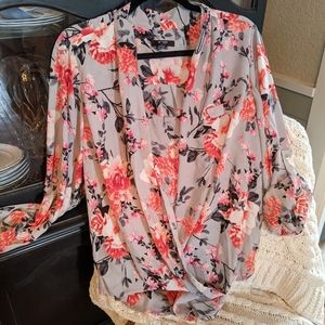Alfani Floral Faux Wrap Blouse